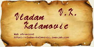 Vladan Kalanović vizit kartica